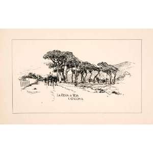  1905 Lithograph La Riera de Teya Catalonia Spain Landscape 