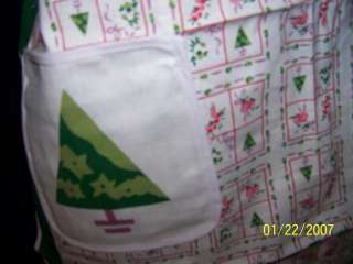 bib apron christmas tree holiday green 100% cotton  