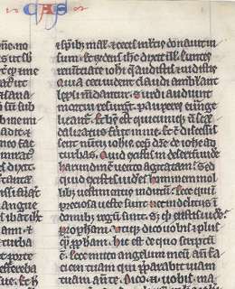 MEDIEVAL ILLUMINATED MANUSCRIPT BIBLE LEAF, Paris c.1260   LUKE 76 