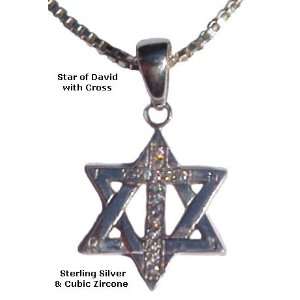  Star of David & Cross with Brilliant Cz Necklace Spiritual 