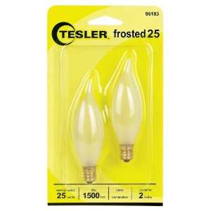  Tesler 25 Watt 2 Pack Frosted Bent Tip Candelabra Bulbs 