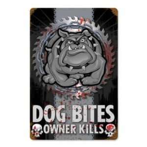  Dog Bites Owner Kills Vintage Metal Sign: Home & Kitchen
