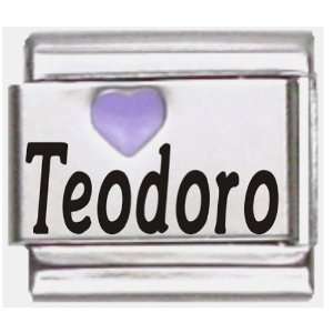  Teodoro Purple Heart Laser Name Italian Charm Link 