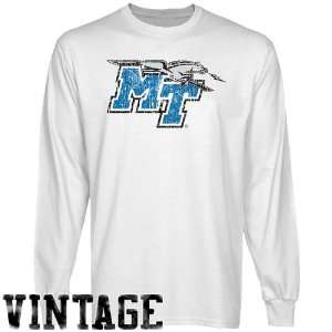 Mid. Tenn. St. Blue Raiders White Distressed Logo Vintage Long Sleeve 