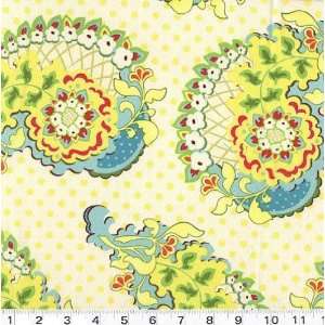  45 Wide Pop Garden Paisley Ivory By The Yard: heather 