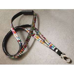  Boojee Beads Multi Colored Rhinestone Bling Lanyard 