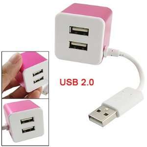   Mini Portable 4 Ports Cubic Wired Hub Hot Pink for Laptop: Electronics