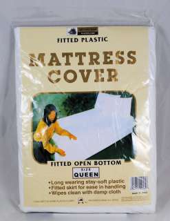 Queen Mattress Cover White Fitted Plastic Protector 044712001306 
