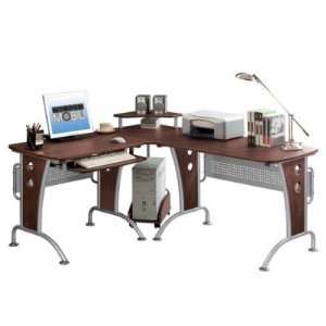  Techni Mobili L Shaped Regency Workstation in Mahogany 