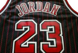 Michael Jordan Chicago Bulls Black Jersey Red Pinstripe  