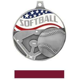  Custom Hasty Awards Americana Softball Medals SILVER MEDAL 