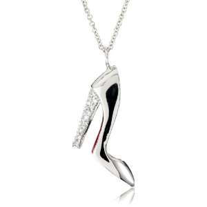   Enamel Bottomed High Heel with Swarovski Crystals Necklace: Jewelry