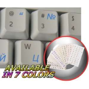  RUSSIAN CYRILLIC KEYBOARD STICKERS WITH BLUE LETTERING 