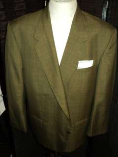 D23 46R Wool PULITZER BLAZER Sport Coat Jacket green check mens  