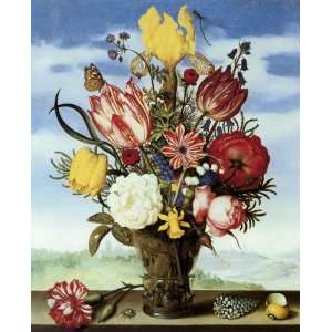  CANVAS Bouquet of Flowers on a Ledge 1620 by Ambrosius 