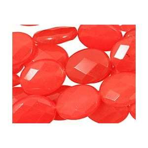  Tangerine Tango Jade Beads Faceted Flat Oval 20x15mm Arts 
