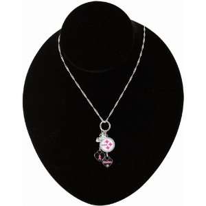  Pittsburgh Steelers Pink Ribbon Crystal Cluster Necklace 