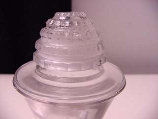 art deco glass perfume bottle on octagonal base, with glass cap and 