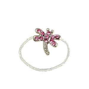  Toe Ring   T16   Crystal Illusion   Dragonfly ~ Rose (Pink 