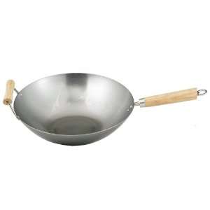 Helen Chens Asian Kitchen Carbon Steel 14 Inch Wok with Wood Handles 