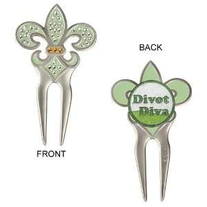  Green Fleur De Lis Divot Tool and Glitzy Divot Diva Ball 