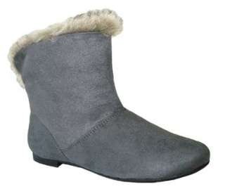  Soft, Comfy & Stylish Faux Fur Suede Ankle Boots Charcoal Sz 7  