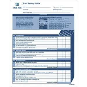  25 AAdditional Profile Summary Score Sheets For Sensory 
