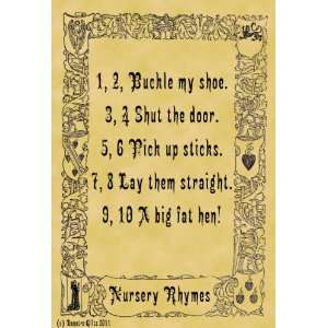   Size Parchment Poster Nursery Rhyme 1 2 Buckle My Shoe