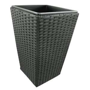  Small Sweetgrass Faux Rattan Planter Black Patio, Lawn 