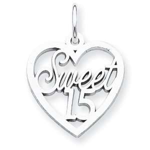  14k White Gold Sweet 15 Charm: Jewelry
