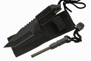 inch Blade Black Tanto Survivor Survival Knife with Magnesium Fire 