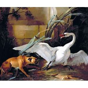  Made Oil Reproduction   Jean Baptiste Oudry   32 x 26 inches   Swan 