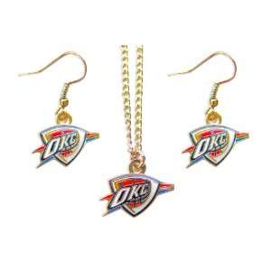 Oklahoma City Thunder Necklace And Dangle Earring Charm Set NBA 