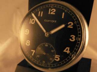 Glycine Pocket Watch Open Face Military Style 15J F283 Swiss Ca 1940s 