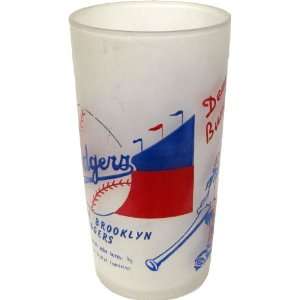 Brooklyn Dodgers Bum Frosted Glass   Sports Memorabilia  