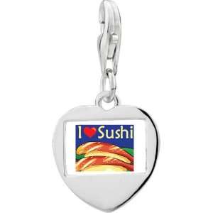   925 Sterling Silver I Heart Sushi Photo Frame Charm Pugster Jewelry