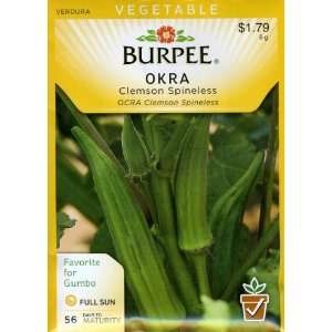  Burpee 66340 Okra Clemson Spineless Seed Packet Patio 
