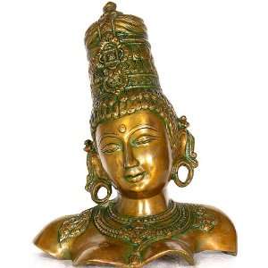  Goddess Parvati Bust   Brass Sculpture