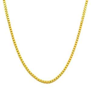    14k Gold Overlay Sterling Silver Box Chain Necklace: Jewelry