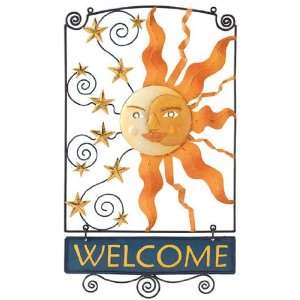  Celestial Sun Moon Stars Metal Welcome Sign Decor: Home 
