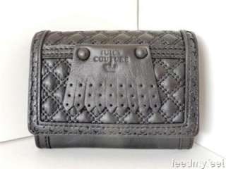 Juicy Couture Brogue Leather Black French Zipper Wallet 098689221823 