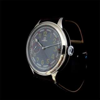 Rare Vintage 1925 Swiss Sumptuous OMEGA Watch Black Dial Military 