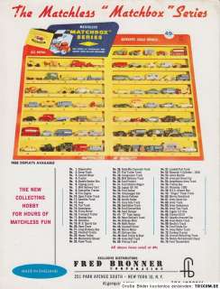 very rare Matchbox/Lesney/Bronner Dealer catalog 1960  