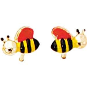  14K Yellow/Red Bee Baby Earrings: Jewelry