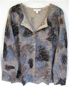 Coldwater Creek Cashmere Blend Etched Brushstrokes Cardigan  