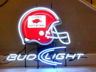 Bud Light Arkansas Razorbacks Football BIG Neon Beer Bar Sign NEW RARE 