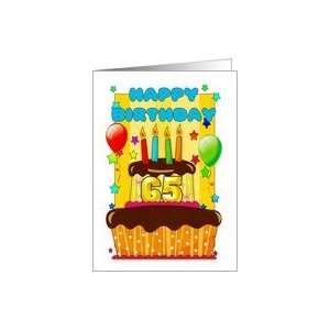  birthday cake with candles   happy 65th birthday Card 