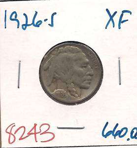 1926 S Buffalo Nickel Extra Fine #8243+  