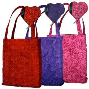   Sugarsack Pack   3 Heart Shaped Assorted Reusable Fabric Shopping Bags