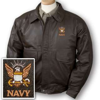 US NAVY EMBROIDERED BURKS BAY BUFFED LEATHER BOMBER JACKET  